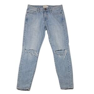 Current/Elliott Stiletto Skinny Jeans Light Wash Distressed Ripped Knee‎ 29
